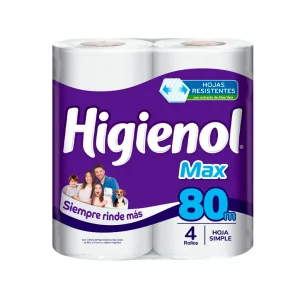 PAPEL HIGENICO HIGIENOL MAX 80 MTS